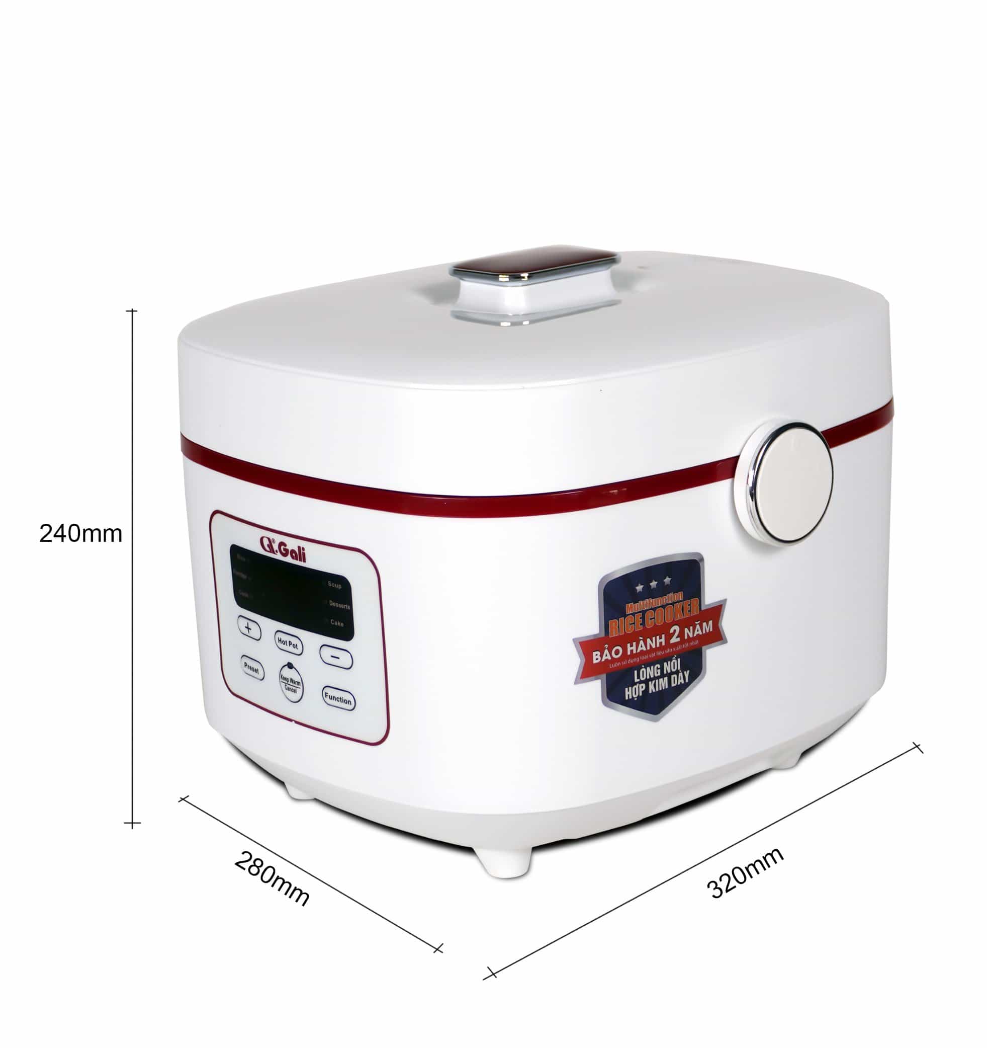 Nồi Cơm Điện Gali GL-1718W Dung tích 1,8L, đa chức năng nấu: Lẩu, Cháo, Soup,... Lòng nồi dày giữ nhiệt tốt. Hàng chính hãng chất lượng cao, bảo hành 24 tháng