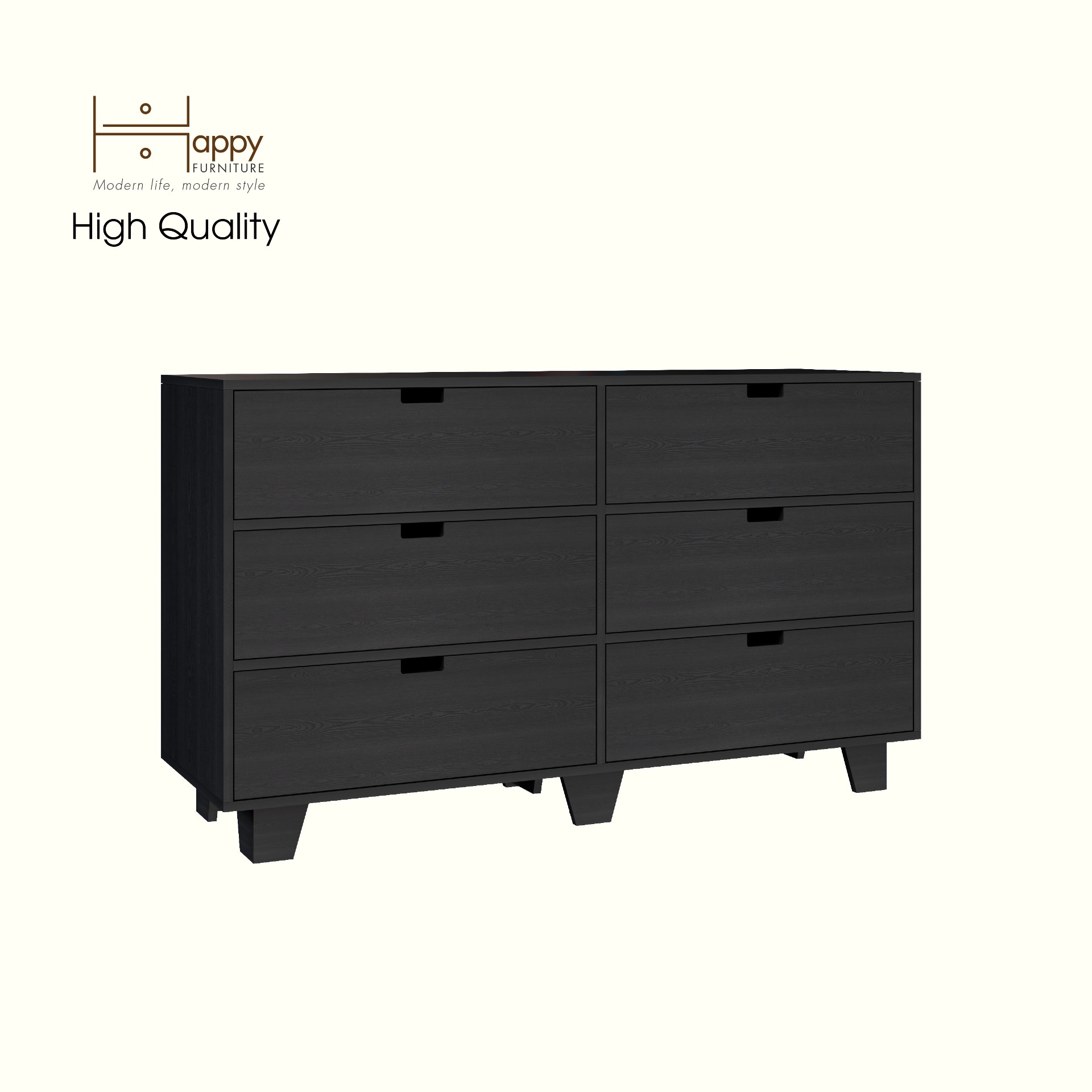 HAPPY FURNITURE , ALVA - Tủ lưu trữ 6 ngăn kéo , THK_230 , 140cm x 45cm x 82cm DxRxC