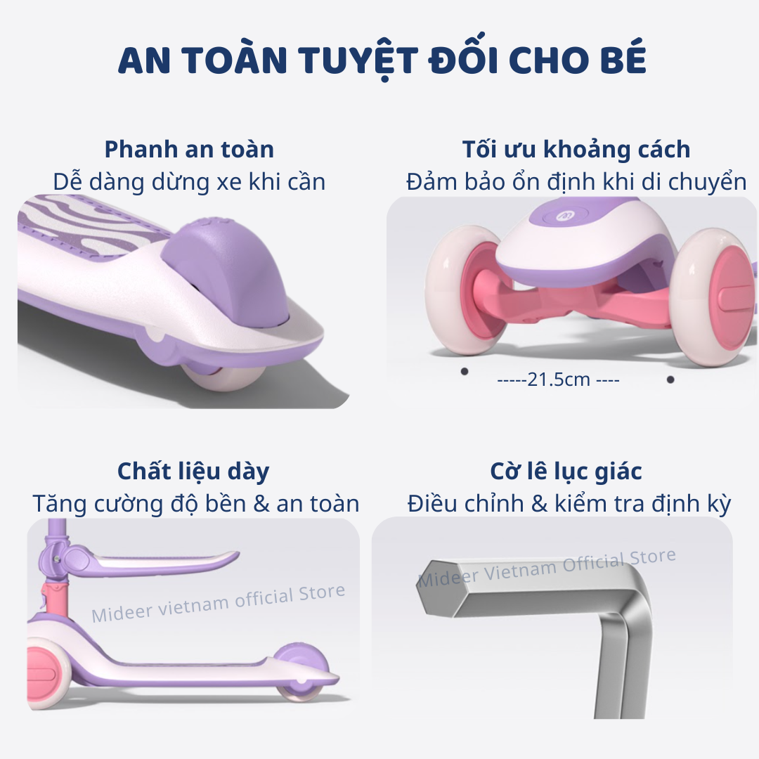 Xe Trượt Scooter Mideer Cao Cấp gấp gọn có ghế ngồi cho bé