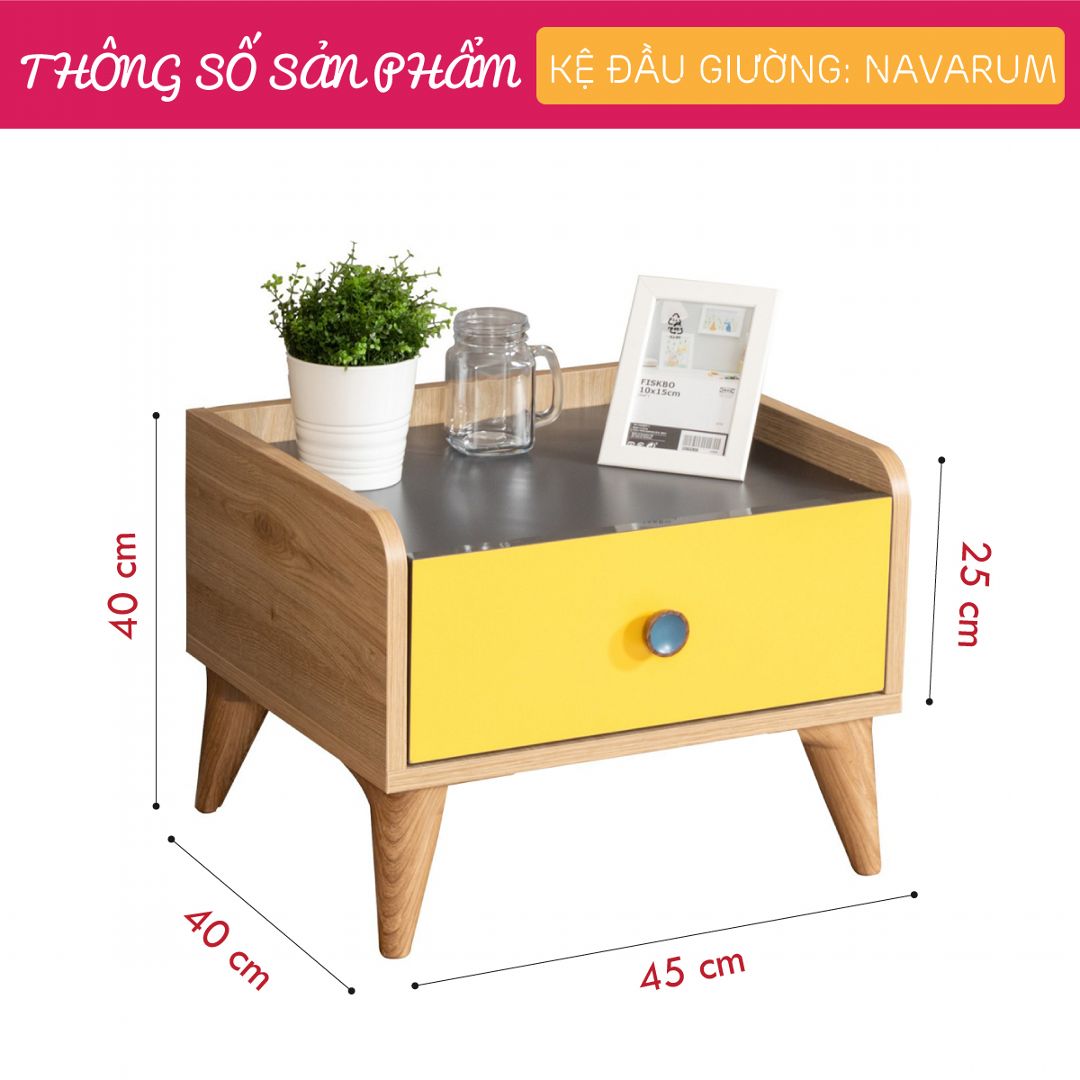Tủ Đầu Giường Nhỏ Gọn Bằng Gỗ SMLIFE Navarum