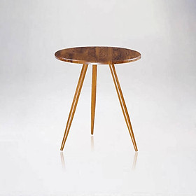 Bàn tròn Eames chân thép sơn nhiệt giả gỗ