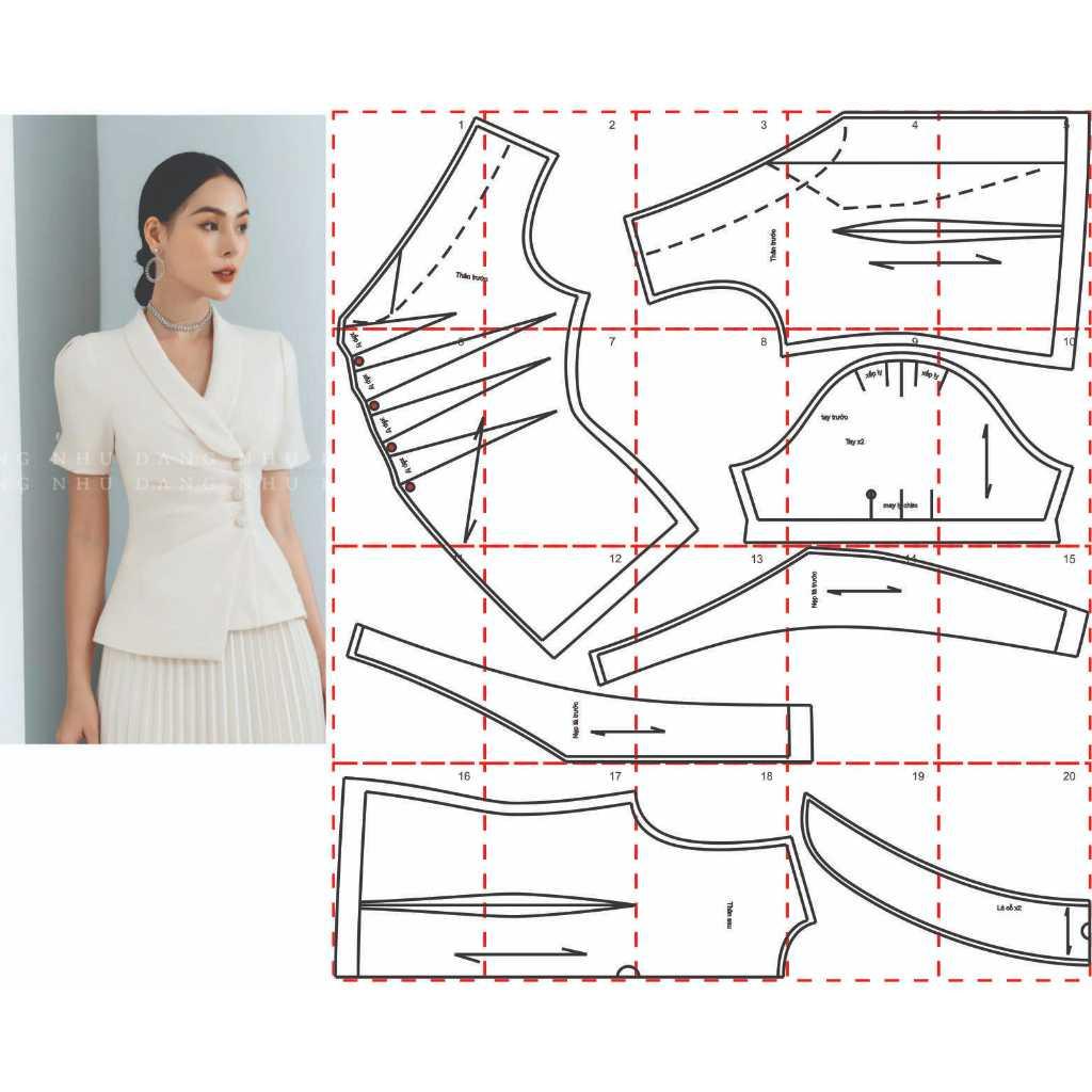 Rập giấy áo cổ sam mã 74 - bản vẽ