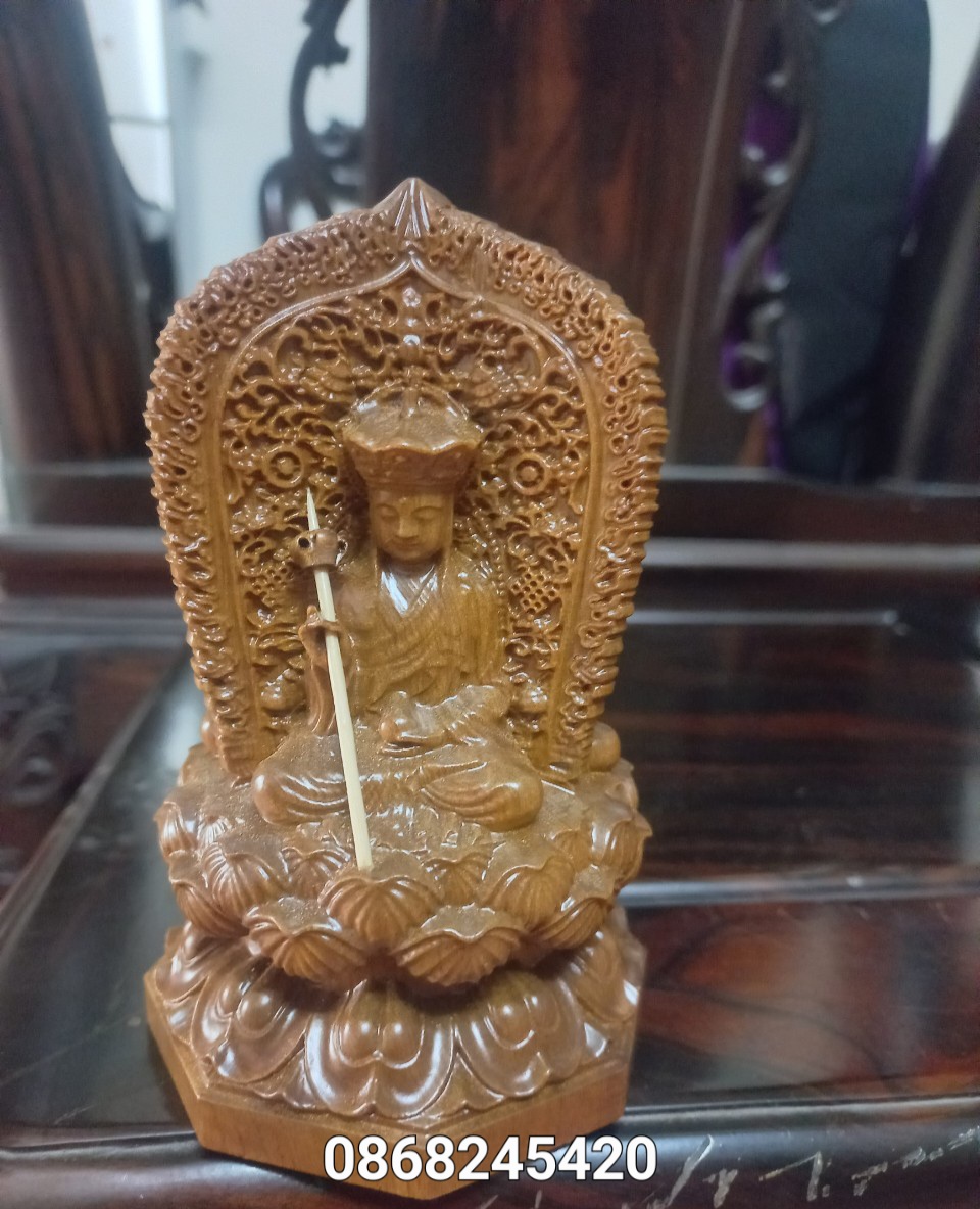 Tượng phật tam thánh mini để ôtô ,bằng gỗ bách xanh thơm nức kt cao 14×8×8cm