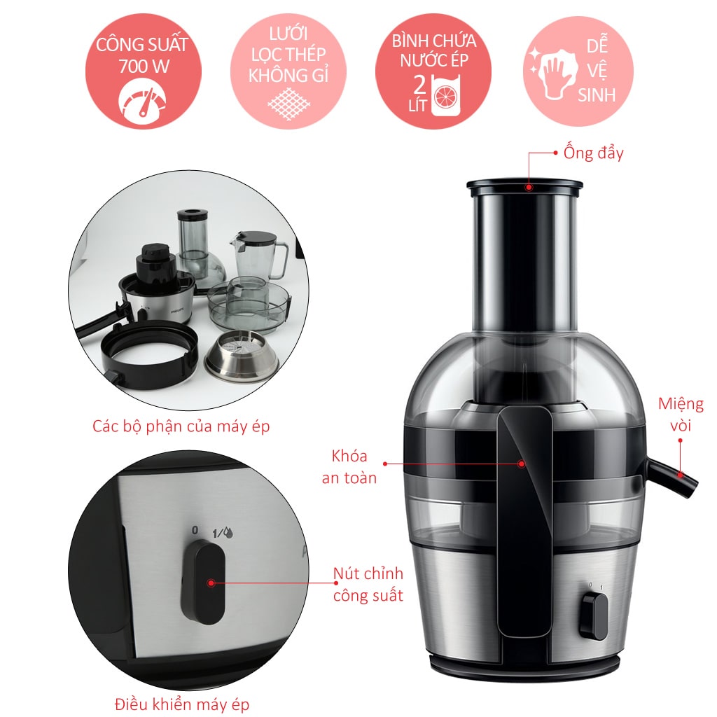 Máy Ép Trái Cây Philips HR1863/20 - Hàng Chính Hãng