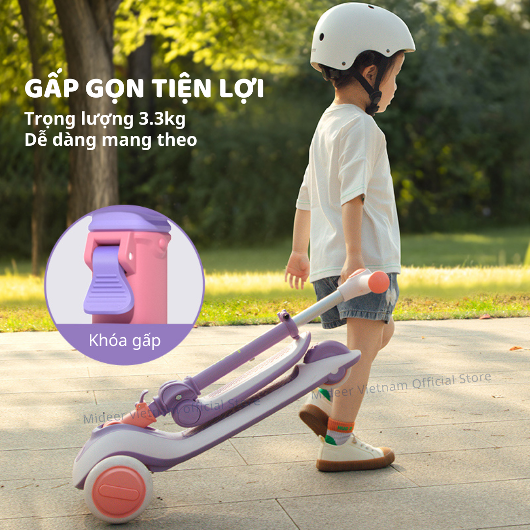 Xe Trượt Scooter Mideer Cao Cấp gấp gọn có ghế ngồi cho bé
