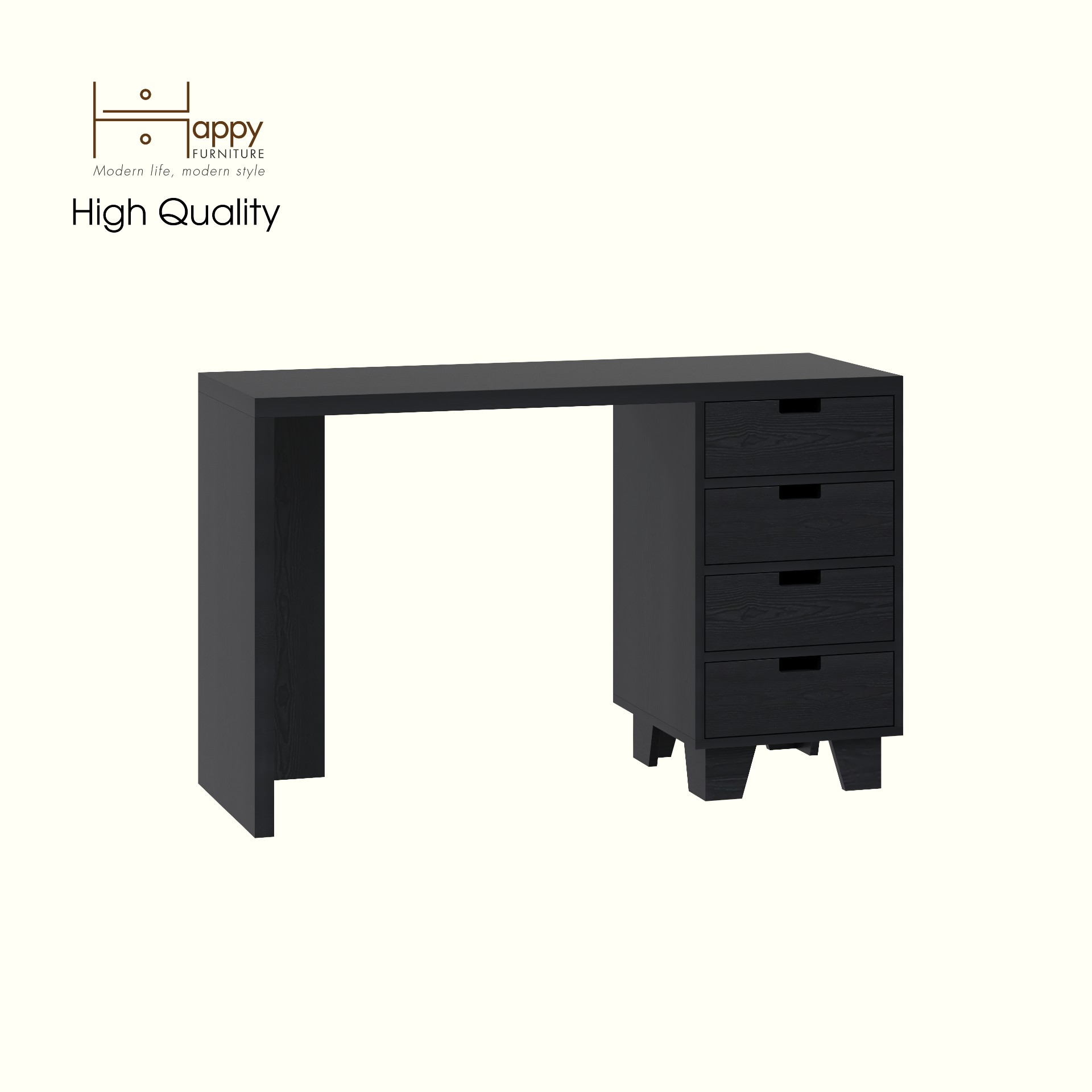 HAPPY FURNITURE , ALVA - Bàn làm việc 4 ngăn kéo, BAN_126 , 120cm x 45cm x 75cm DxRxC
