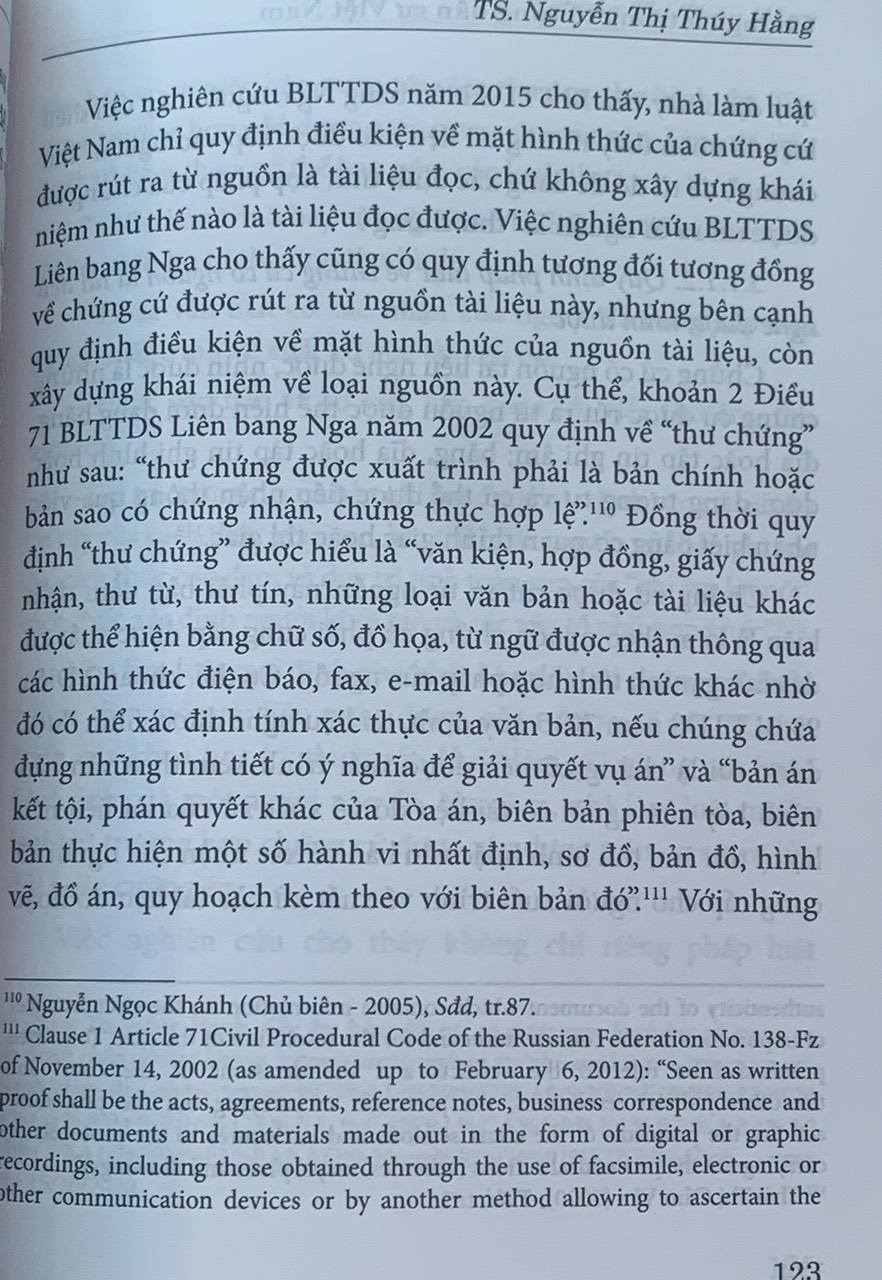 Chứng cứ trong tố tụng dân sự Việt Nam (Sách chuyên khảo)