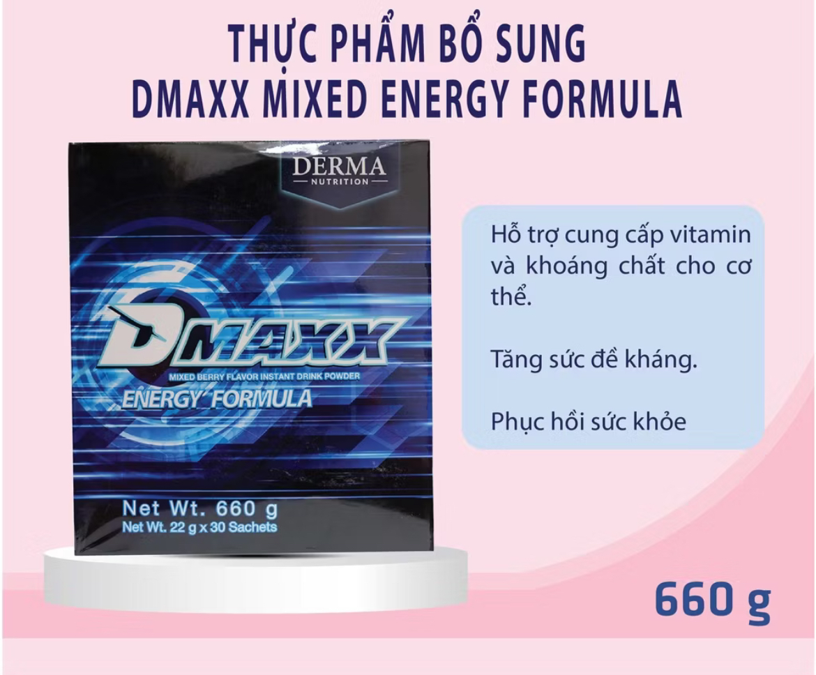 DMAXX thức uống bổ sung vitamin năng lượng có đường DAMODE 6 gói dùng thử màu xanh