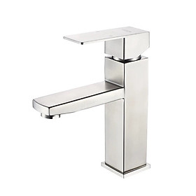 Vòi Rửa Mặt Thân Thấp kiểu vuông nóng lạnh Inox 304 SUS304 - GROVES GRV 304V