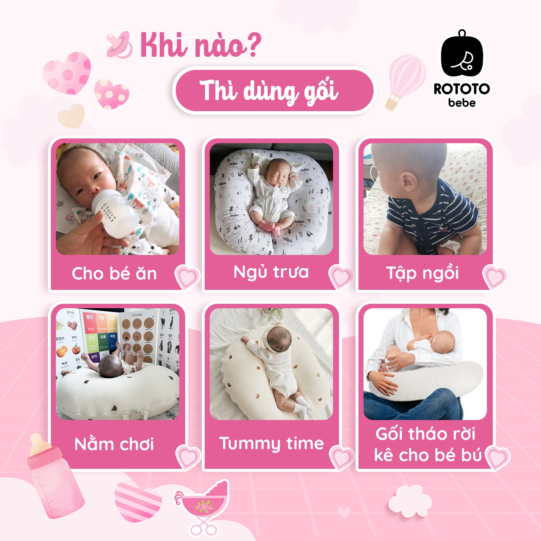 Gối chống trào ngược cho bé Rototo Bebe chất liệu đặc biệt Ripple gợn sóng - Trằng Ripple