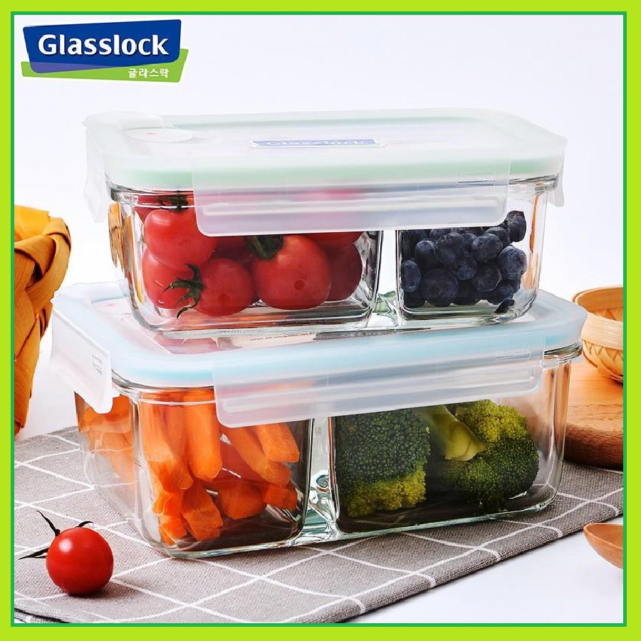 Bộ đựng đồ ăn trưa gồm túi giữ nhiệt + hộp thủy tinh chia ngăn 1000ml + hộp thủy tinh chia ngăn 670ml Lunch67-100