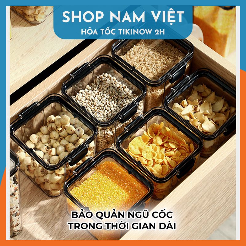 Hộp Nhựa Trong Suốt Bảo Quản Đồ Khô Kín Khí, Có Thể Xếp Chồng