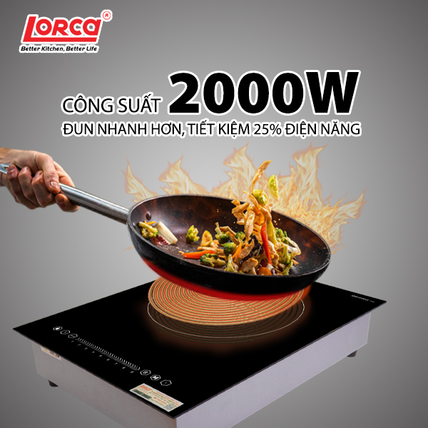 Bếp từ đơn LORCA TA-1018 PLUS - Hàng chính hãng cao cấp nhập khẩu, bo viền kim loại, công suất lớn