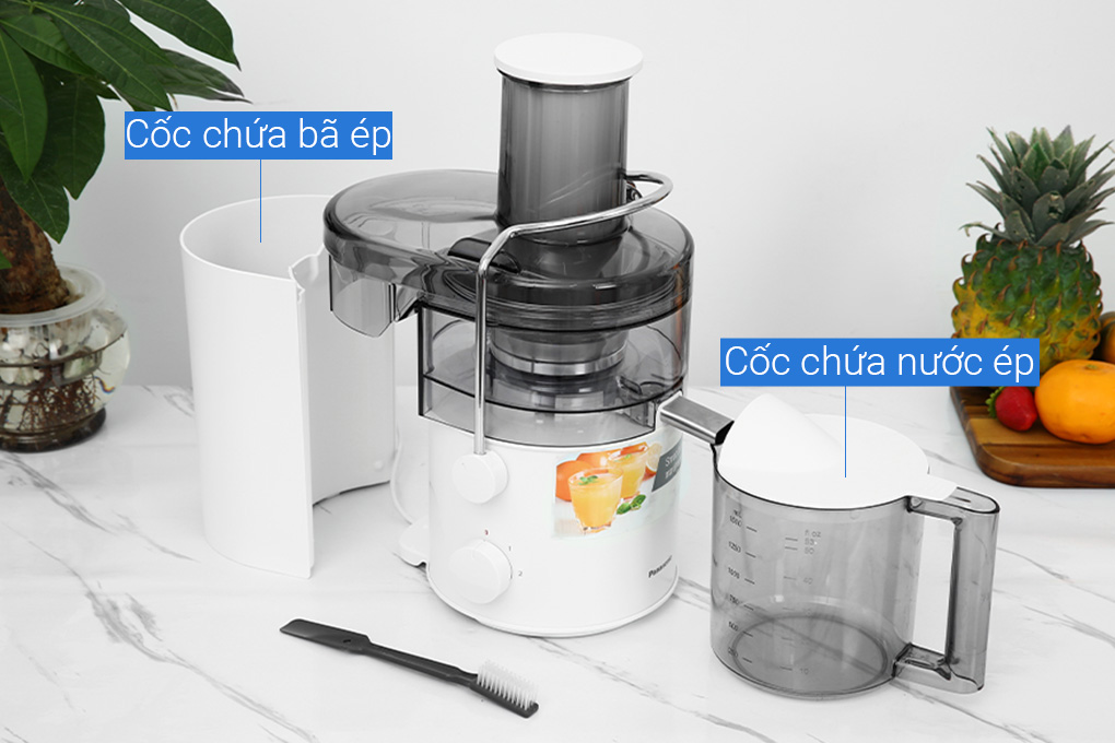Máy ép trái cây Panasonic MJ-CB100WRA- Ép nhanh, nghiền kiệt với mâm xay 100% kim loại - Cs 1000W - Hàng chính hãng