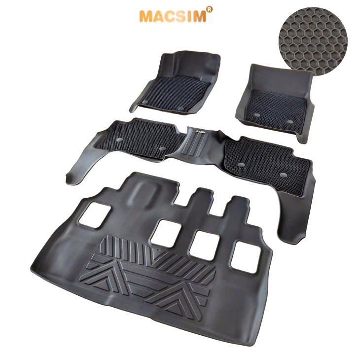 Thảm 2 lớp (sd3) dạng lưới lục giác cho Mitsubishi Pajero Sport 2015- nay bề mặt cao su siêu sạch nhãn hiệu Macsim