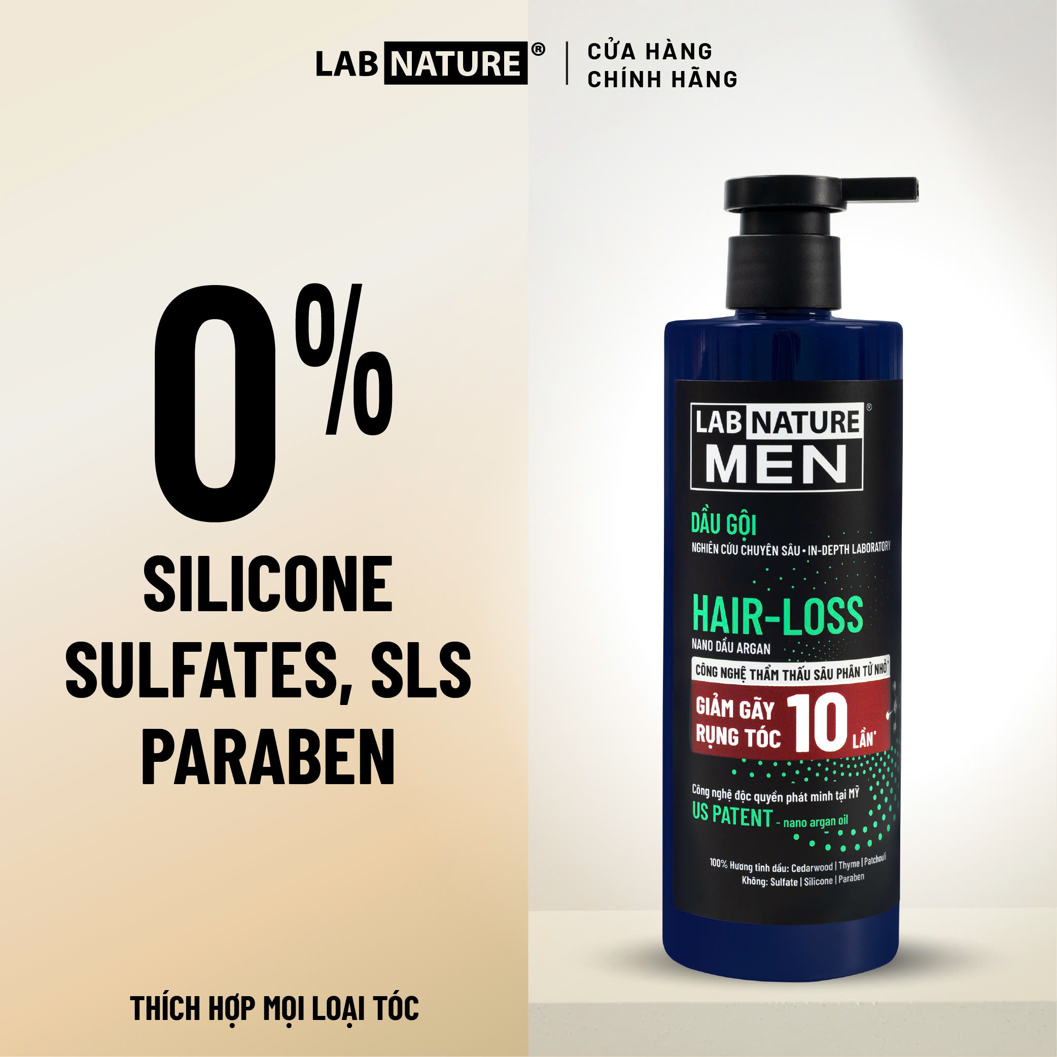 Dầu gội Lab Nature Men Hair-loss 470g - Công nghệ Nano Giảm Rụng Tóc 10 Lần