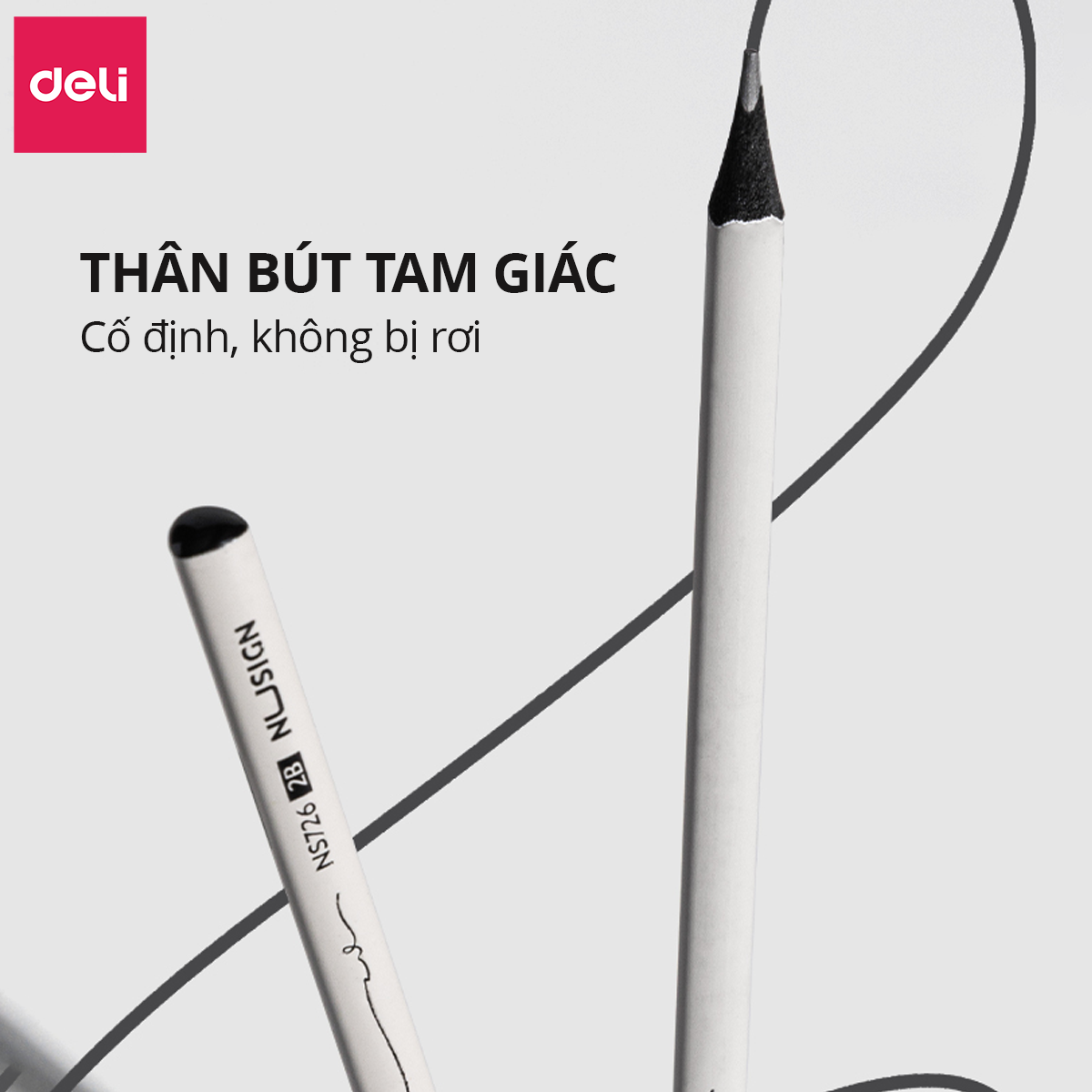 Bút Chì 2B HB Gỗ Nusign Deli Lõi Đen Cao Cấp Chì Đậm Tô Trắc Nghiệm Làm Bài Kiểm Tra Nhạy Với Máy Chấm Thi Học Sinh