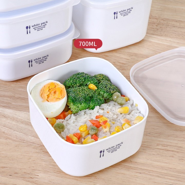 Set 02 hộp đựng thực phầm White Pack 700ml và 800ml, thiết kế tinh tế, đẹp mắt, khả năng giữ kín hơi vượt trội - nội địa Nhật Bản