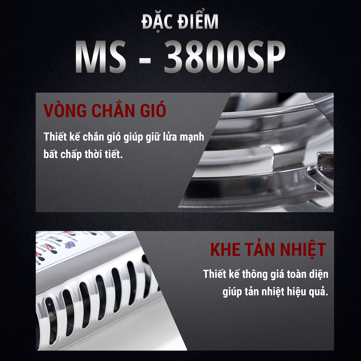 Bếp ga mini Maxsun MS-3800SP, Công suất 2900W, chân kiềng Inox - Hàng chính hãng - Bảo hành 12 tháng