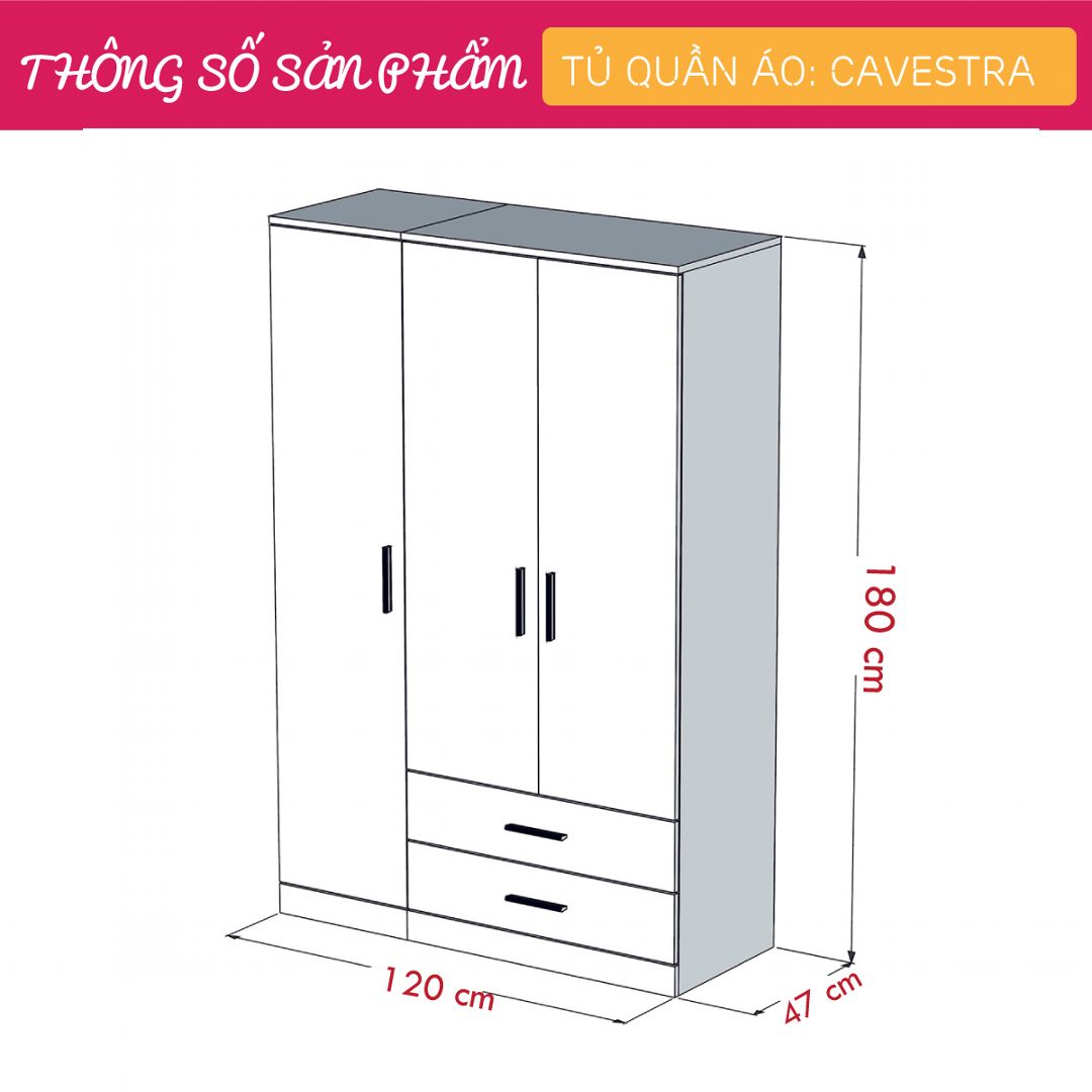 Tủ áo trẻ em thiết kế đơn giản tủ gỗ nhỏ cho bé SMLIFE Cavestra