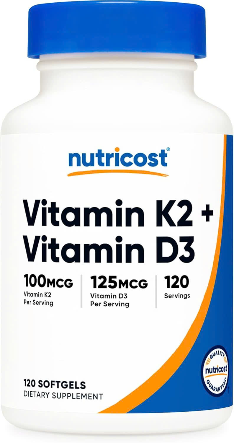 Viên Uống Nutricost Vitamin D3 + K2 MK7 (120 viên), Hỗ Trợ Răng Xương Chắc Khỏe, Ngừa Loãng Xương