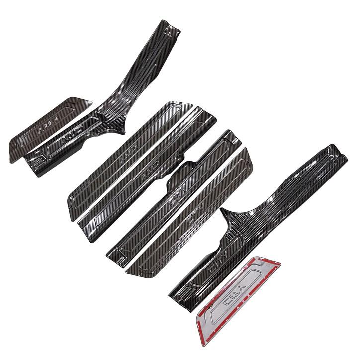 Bộ Ốp bậc cửa, Nẹp bước chân dành cho Honda City 2015-2021 vân Carbon