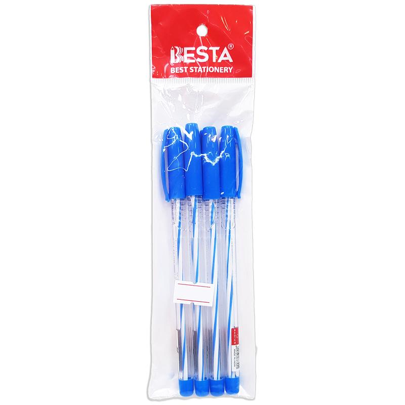Vỉ 4 Bút Bi MX 0.5 mm Radius - Mực Xanh