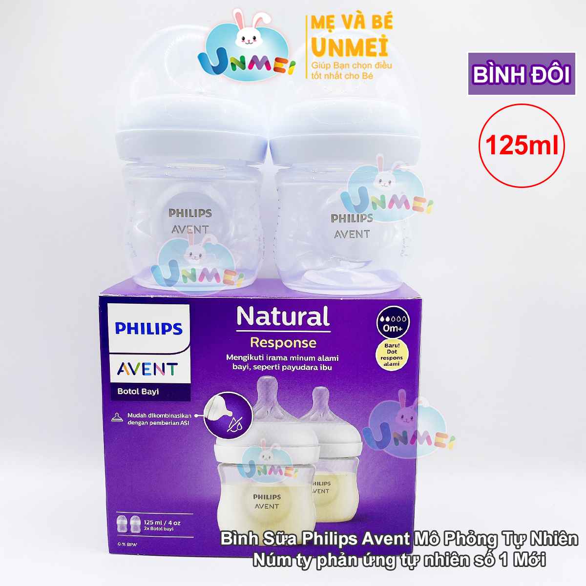 Bình sữa mô phỏng tự nhiên mới hiệu Philips Avent cho trẻ từ 0 tháng tuổi (125ml-đôi)_SCY900.02
