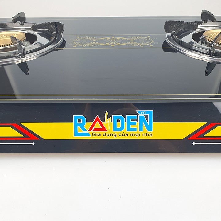 Bếp ga đôi Raiden đầu đốt đồng, mặt kính cường lực, hệ thống đánh lửa magneto-hàng chính hãng
