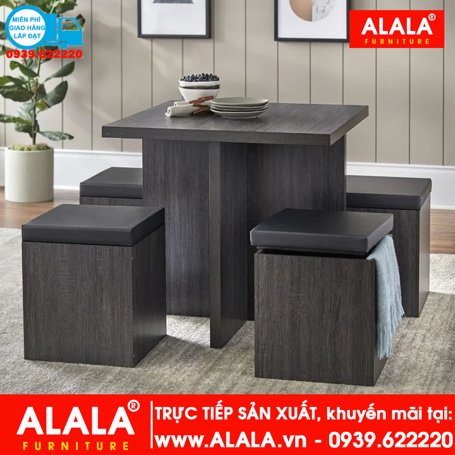 Bộ bàn ăn ALALA940 gỗ HMR chống nước - www.ALALA.vn - 0939.622220