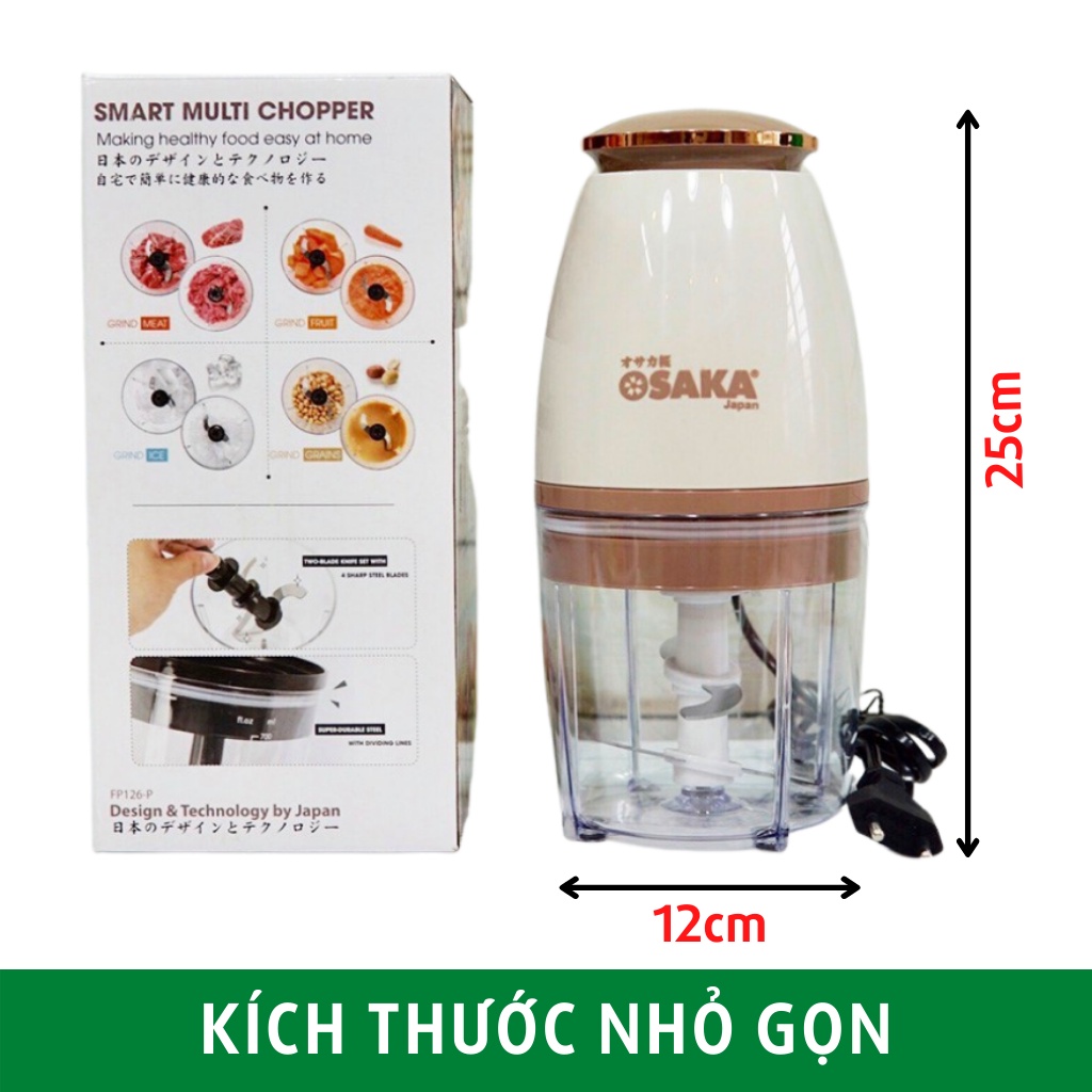 Máy xay Osaka Japan Model Mới, Máy Xay Sinh Tố Cầm Tay Mini Đa Năng 350W HOT, Máy Xay Thịt Xay Đá nắp đồng, Hàng chính hãng