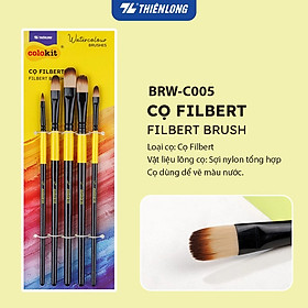 Bộ 5 Cọ vẽ màu nước Thiên Long  đầu Round/ Flat/ Filbert - Cọ lông mềm cho cảm giác tô, vẽ êm mượt