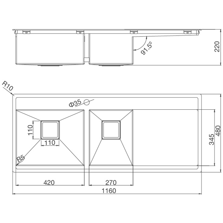 Chậu rửa chén Inox Malloca MS 6306T