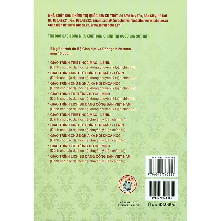 Combo Giáo Giáo Trình Triết Học Mác – Lênin + Giáo Trình Kinh Tế Chính Trị Mác – Lênin (Dành Cho Bậc Đại Học Hệ Không Chuyên Lý Luận Chính Trị) - Bộ mới năm 2021