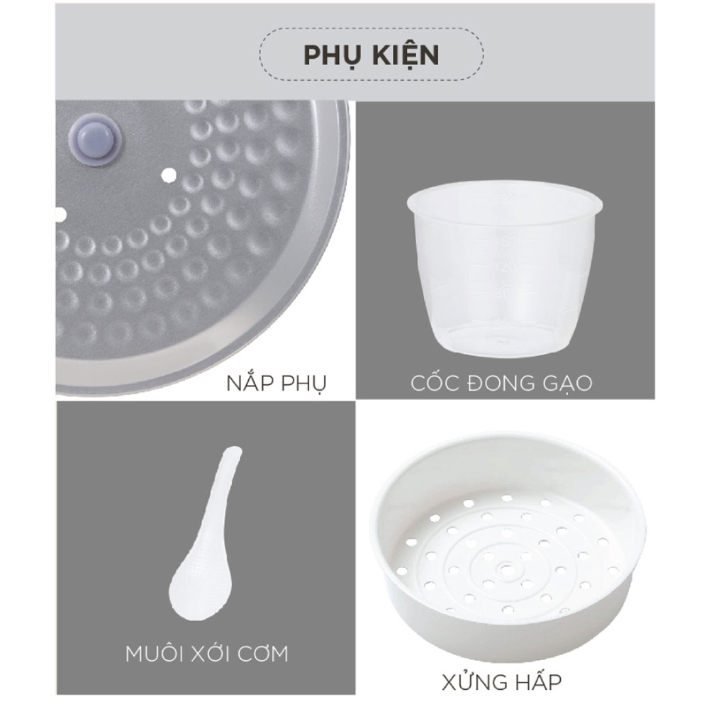Nồi cơm điện Cuckoo 1.8L CR-1095 màu trắng- Công nghệ nhiệt 3D - bản quốc tế tiếng Anh - Hàng chính hãng CuckooVina