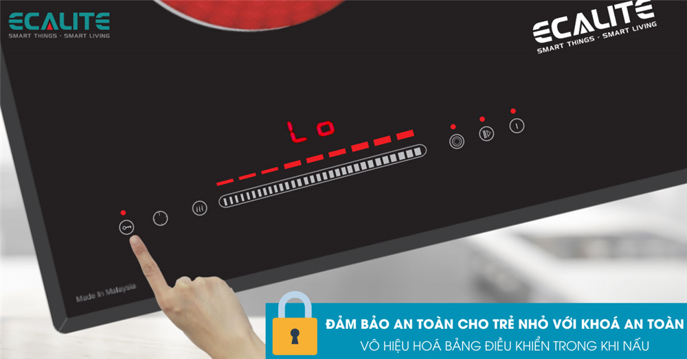 Bếp điện 2 vùng nấu Ecalite EL-MK271R - Kính Ceramic bền - Có Inverter tiết kiệm điện - Hàng chính hãng