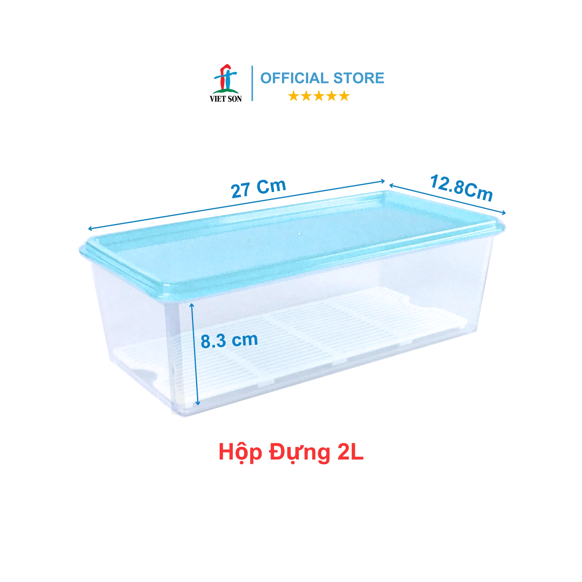 Bộ 3 Hộp Nhựa Thực Phẩm Chữ Nhật Nắp Kín Có Khay Ráo Nước Việt Son 1.5L-2L-2.5L