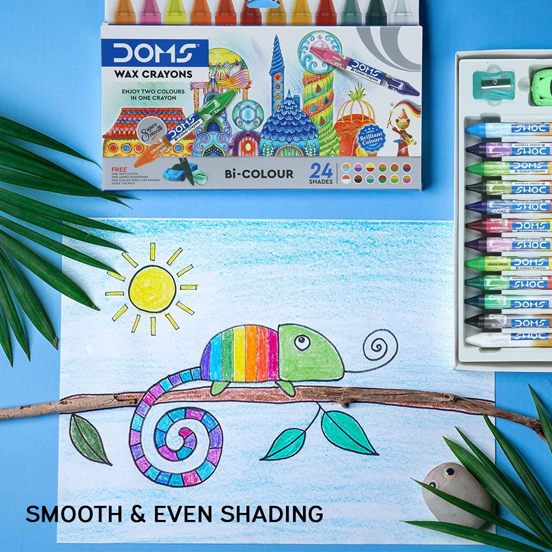 Hộp 12 Bút Sáp Màu 2 Đầu Bi-Colour Wax Crayons - DOMS 7495