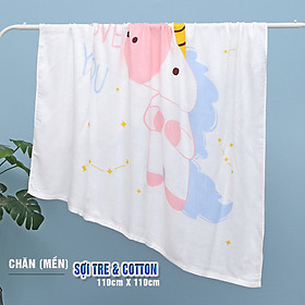 Chăn (mền) đũi cho bé từ sơ sinh đến tiểu học Bamboo Home chất liệu sợi tre thiên nhiên và sợi Cotton, siêu mềm mịn, 110x110cm - Hàng chính hãng BBH07