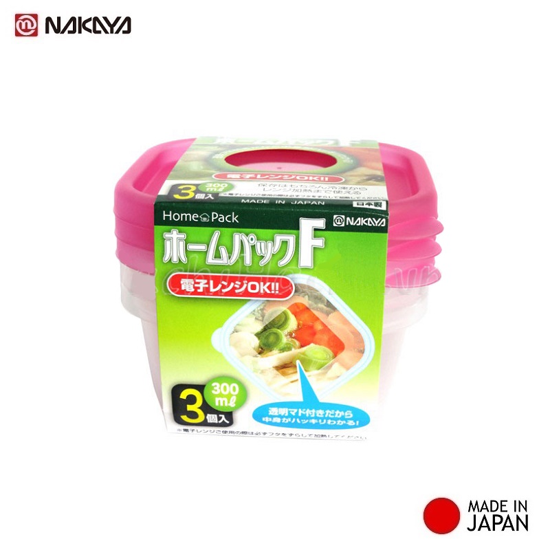 Bộ 3 hộp nhựa bảo quản thực phẩm Nakaya 300ml - Made in Japan