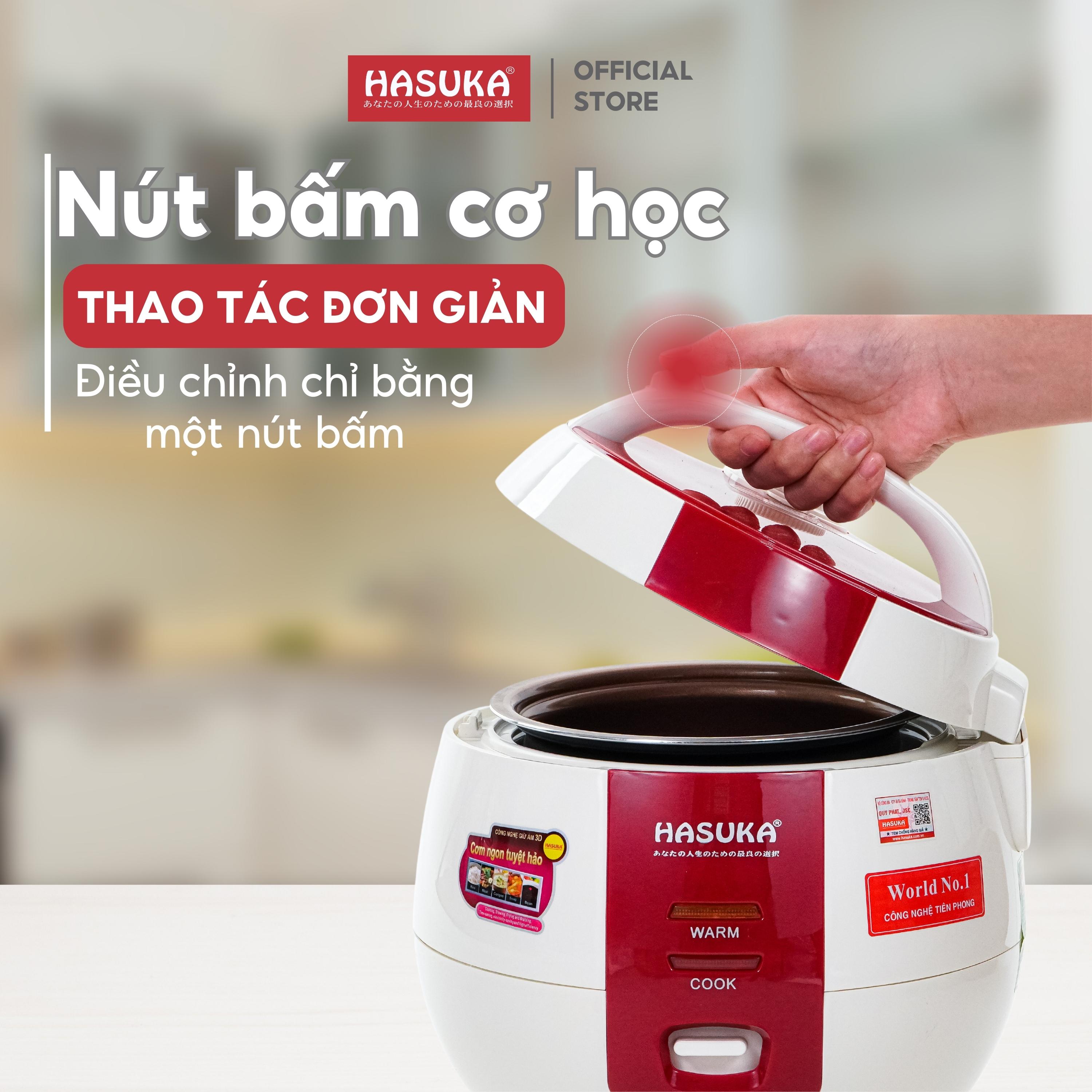 Nồi cơm điện mini HASUKA HSK-801 dung tích 1L, công suất 400W, thiết kế đơn giản hiện đại- Hàng chính hãng (BH 12 tháng)