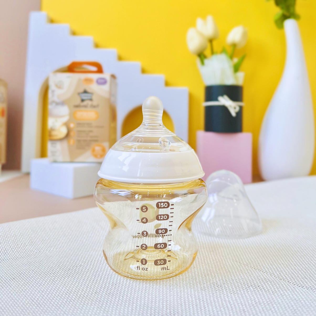 COMBO 2 Bình Sữa Ty Siêu Mềm Tự Nhiên Tommee Tippee Nature Start PP & PPSU 150ml, Họa Tiết