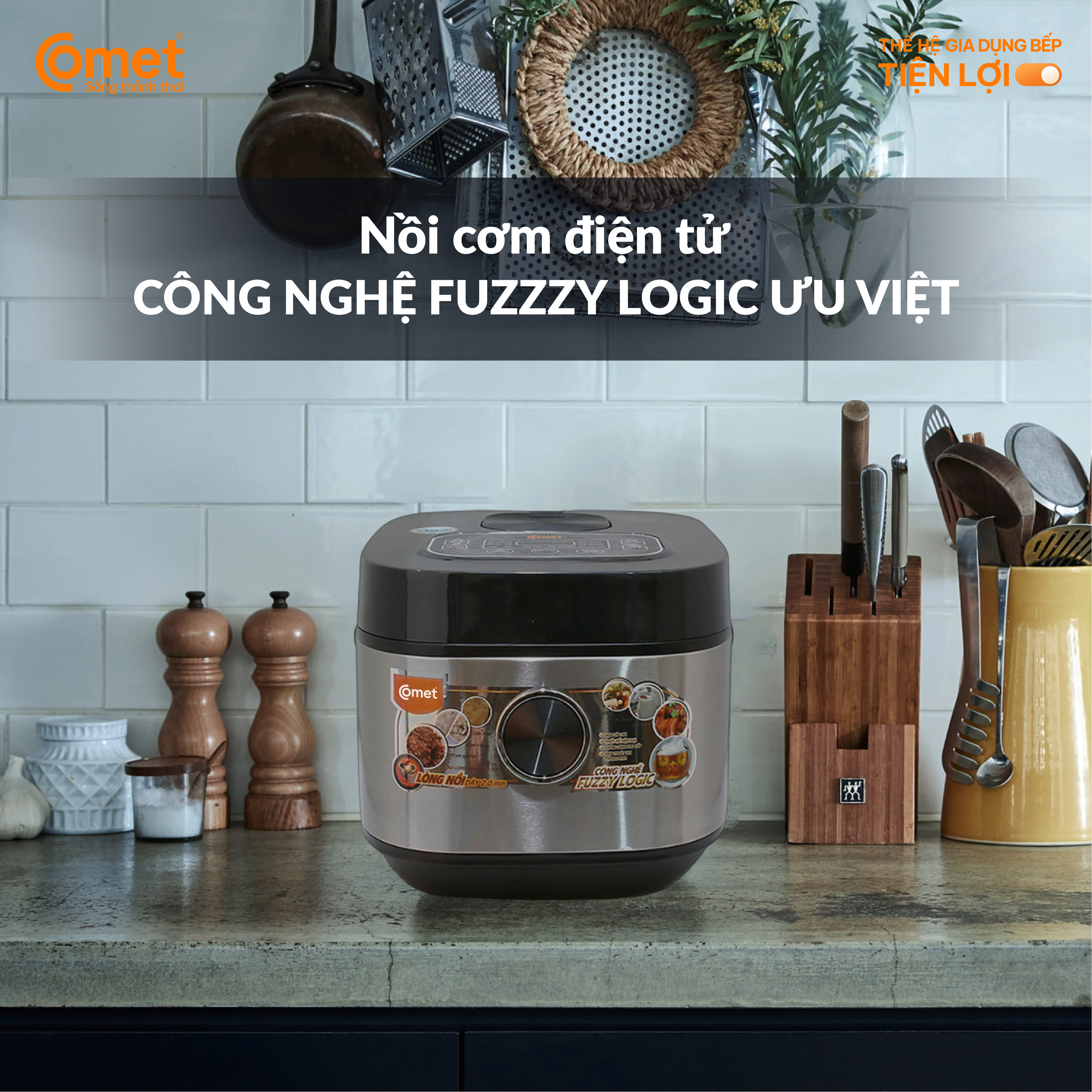 Nồi cơm điện tử Comet CM8088 1.8L – Công nghệ Fuzzy Logic, lòng niêu chống dính, làm nóng 3D – Nấu đa năng, tiết kiệm điện – Hàng chính hãng, bảo hành 1 năm