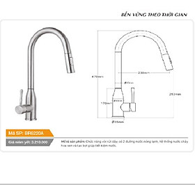 Vòi rút dây cổ hình bầu dục nóng lạnh inox Tundo BR6220A Boss 470*55*250 mm