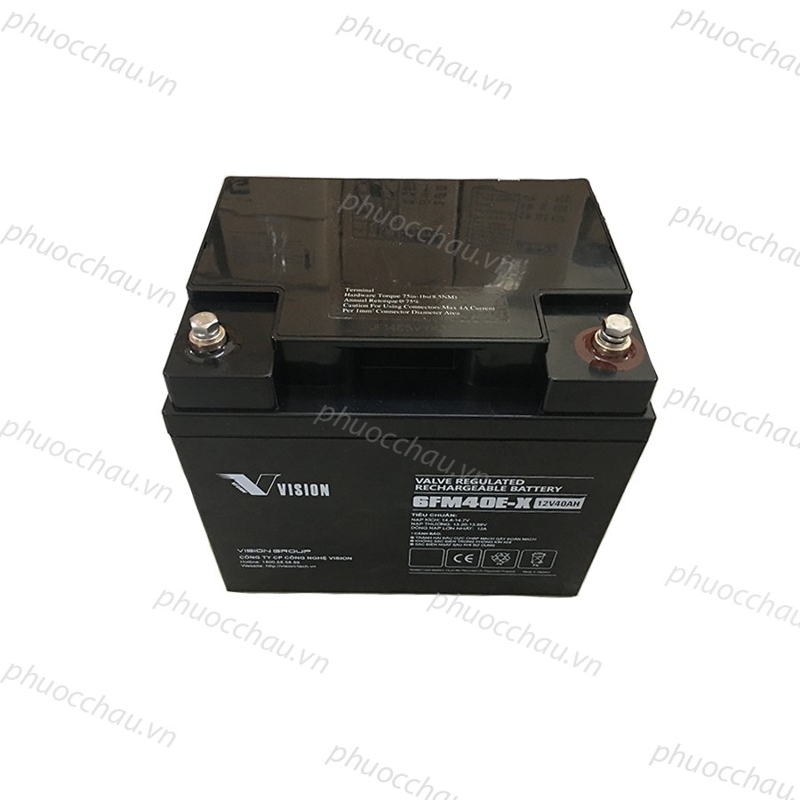 Ắc quy bộ lưu điện, ắc quy Vision 6FM40E-X (12V-40AH), ắc quy viễn thông