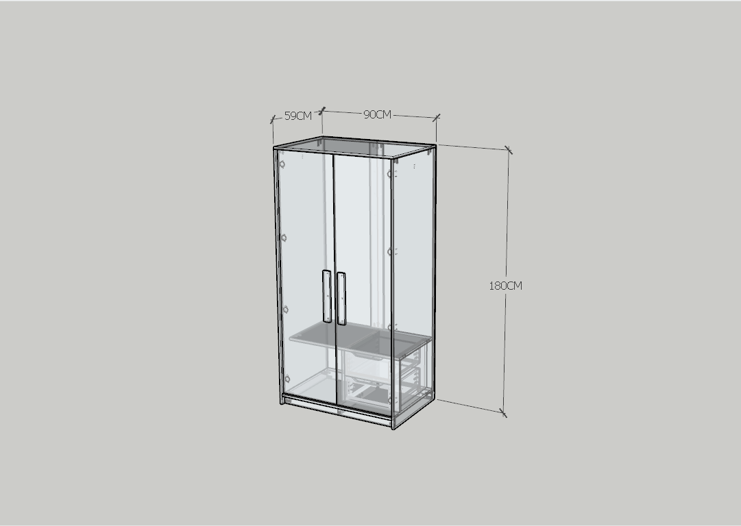 HAPPY FURNITURE , Tủ quần áo 2 cửa mở - RUBEL, TCM_226, 90cm x 59cm x 180cm DxRxC