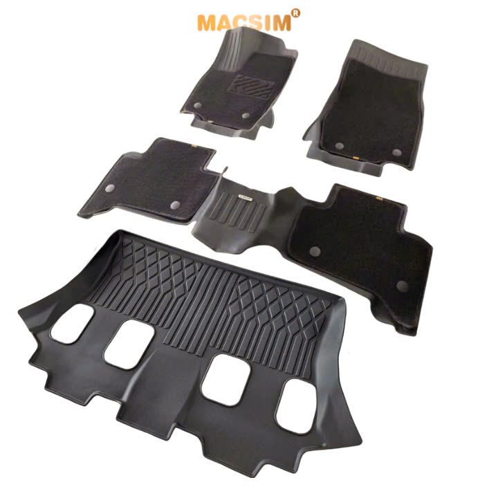 Thảm lót sàn ô tô 2 lớp cao cấp dành cho xe Toyota Prado 2024+ (sd3- 3 hàng ghế) nhãn hiệu Macsim chất liệu TPE màu đen