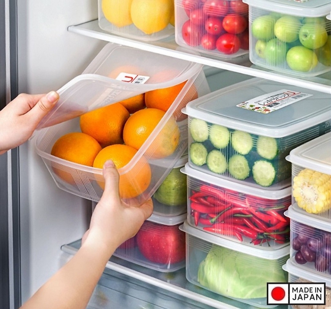Bộ 3 hộp đựng thực phẩm nắp kín hình vuông dáng cao Nội địa nhật Bản