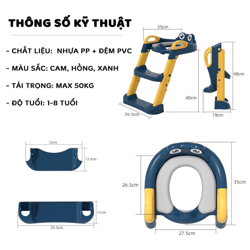Thang Bô, Thang Đi Vệ Sinh Có Nắp Đậy Tiện Lợi Dành Cho Bé Trai Và Bé Gái Anh Lam Store - Hàng Chính Hãng