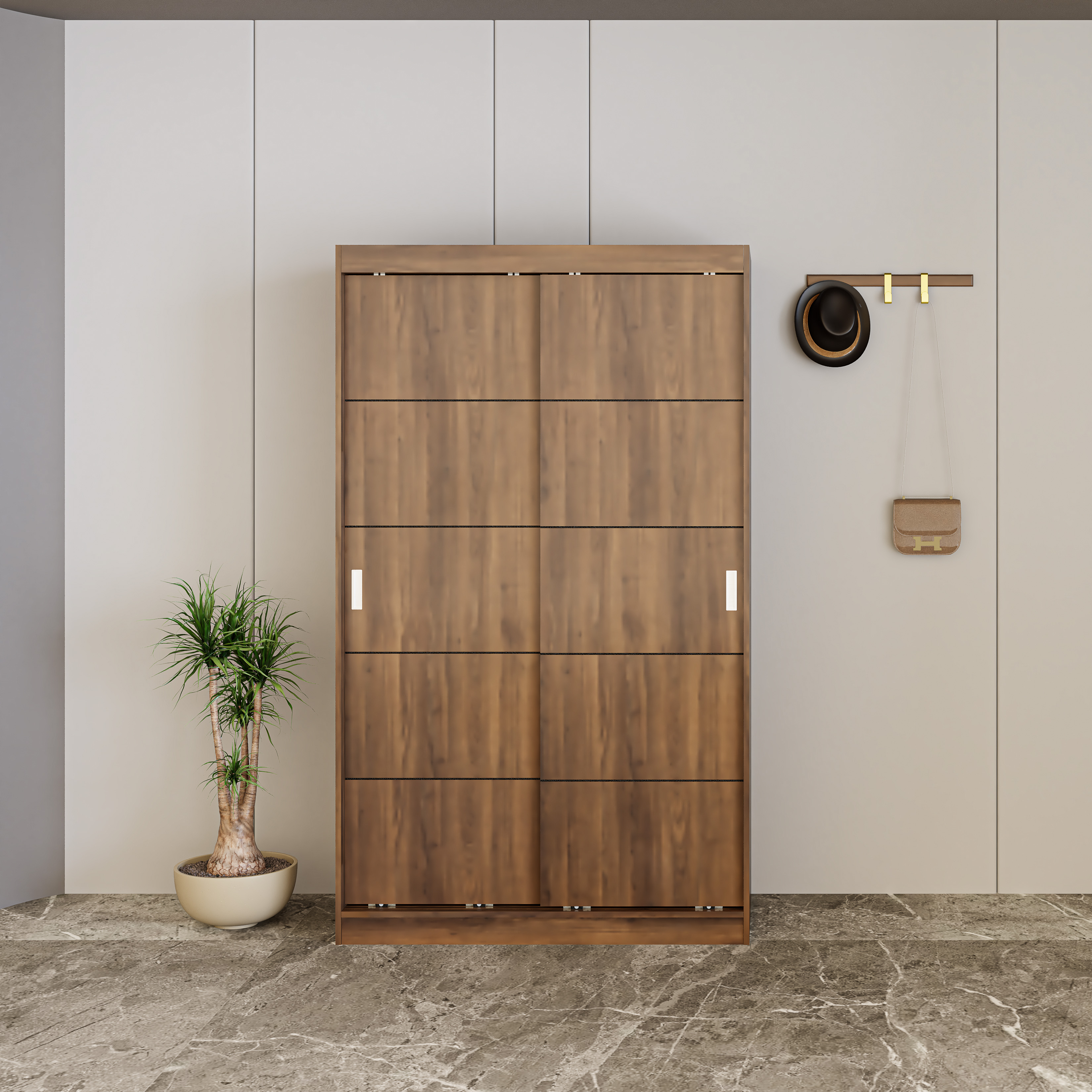 HAPPY FURNITURE , Tủ treo quần áo cửa lùa - RUNI , TCL_005 , 120cm x 60cm x 203cm